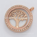 Boa qualidade 22 milímetros de ouro rosa em relevo metal árvore de jóias de placas de vida para memória de vidro flutuante encantos medalhão